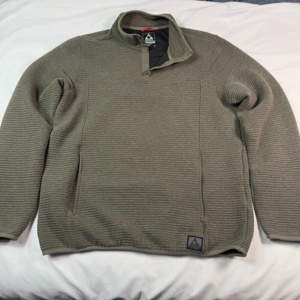 Gerry Jacket Men's Large Olive Ottoman 1/4 Snap Button Lightweight Pullover